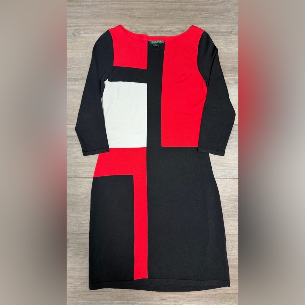 Ralph Lauren Colorblock Midi Dress in Black, Red & White